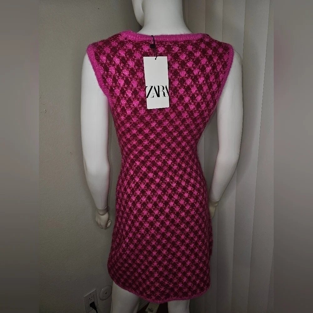 Zara Bloggers Favorite Knit Checkered Sweater Dress, NWT Sz Small